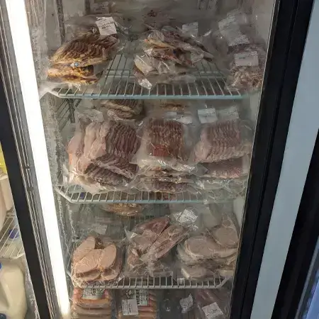 Pork and Bacon in Commercial Fridge